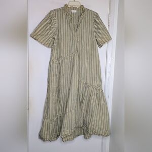 TOAST Stripe Organic Crinkle Poplin Dress in Pulp/Bright Sky Size 16